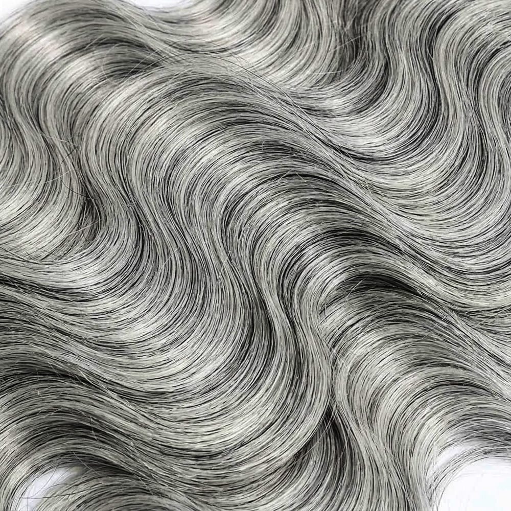 Body Wave Hair Bundles / Feather Hair Extensions — 100% Virgin Human Hair / Silver Grey LINKTOWIG