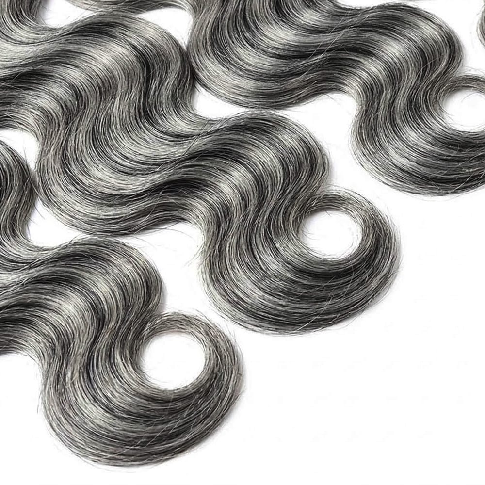 Body Wave Hair Bundles / Feather Hair Extensions — 100% Virgin Human Hair / Silver Grey LINKTOWIG
