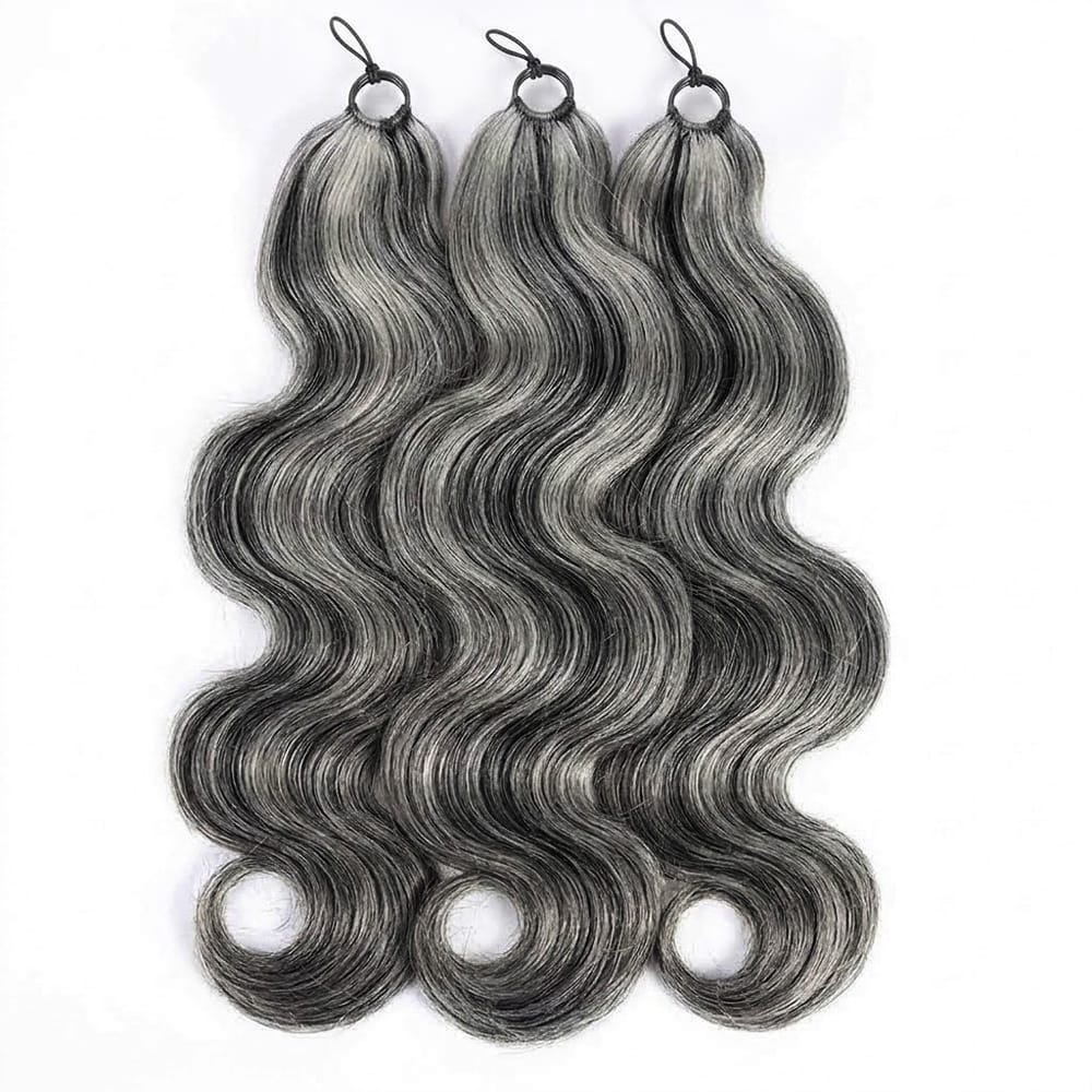 Body Wave Hair Bundles / Feather Hair Extensions — 100% Virgin Human Hair / Silver Grey LINKTOWIG