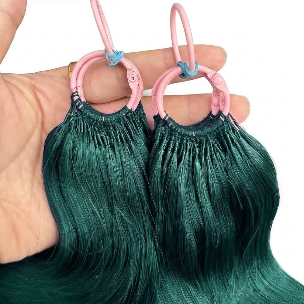 Body Wave Hair Bundles / Feather Hair Extensions — 100% Virgin Human Hair / Teal Green LINKTOWIG