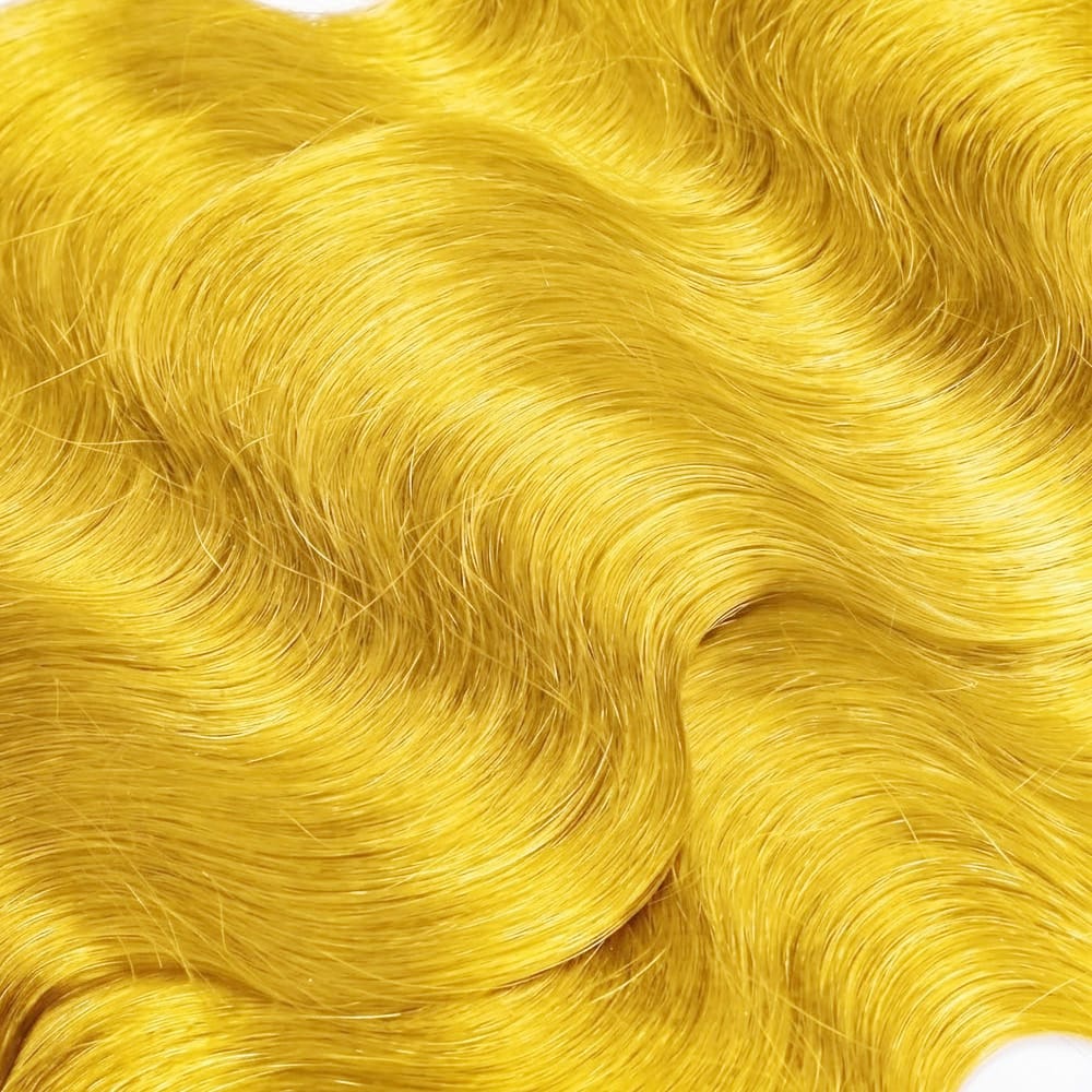 Body Wave Hair Bundles / Feather Hair Extensions — 100% Virgin Human Hair / Yellow LINKTOWIG