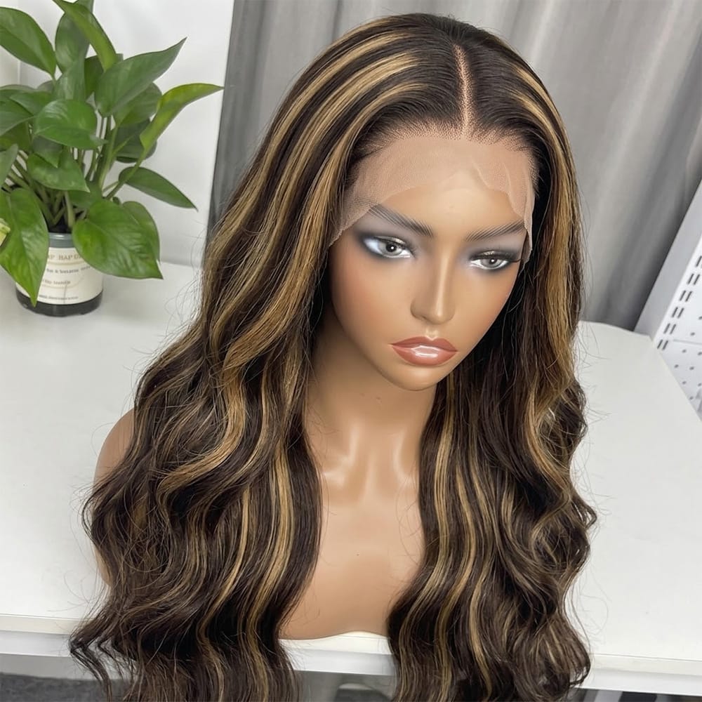 Body Wave HD Lace Super Natural Lace Frontal Human Hair Wigs aramel Balayage Highlights LINKTOWIG