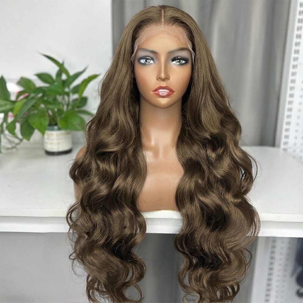 Body Wave HD Lace Super Natural Lace Frontal Human Hair Wigs Ash Brown LINKTOWIG