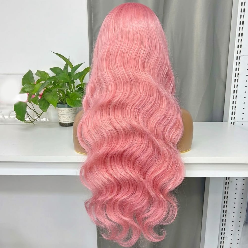 Body Wave HD Lace Super Natural Lace Frontal Human Hair Wigs Bubblegum Pink LINKTOWIG