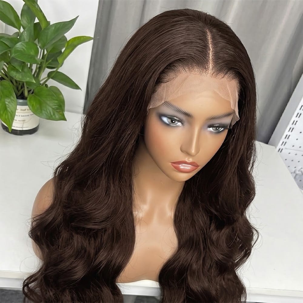 Body Wave HD Lace Super Natural Lace Frontal Human Hair Wigs Espresso Brown LINKTOWIG