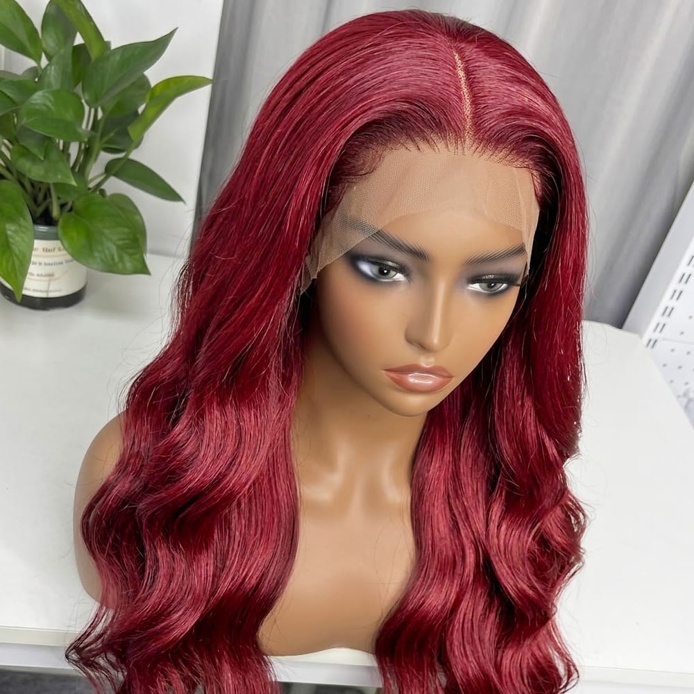 Body Wave HD Lace Super Natural Lace Frontal Human Hair Wigs Ruby Red LINKTOWIG