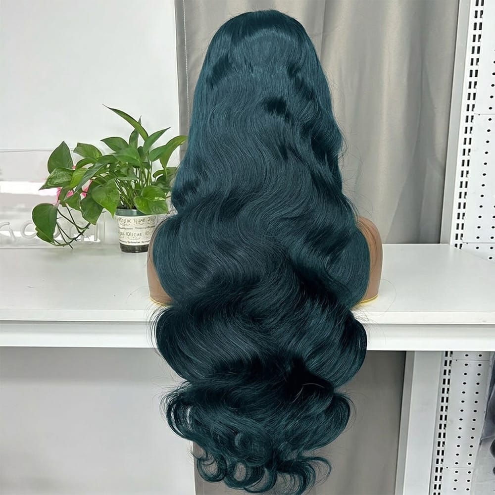 Body Wave HD Lace Super Natural Lace Frontal Human Hair Wigs Teal Green LINKTOWIG