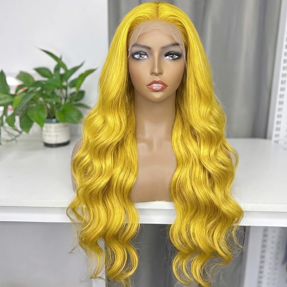 Body Wave HD Lace Super Natural Lace Frontal Human Hair Wigs Yellow LINKTOWIG