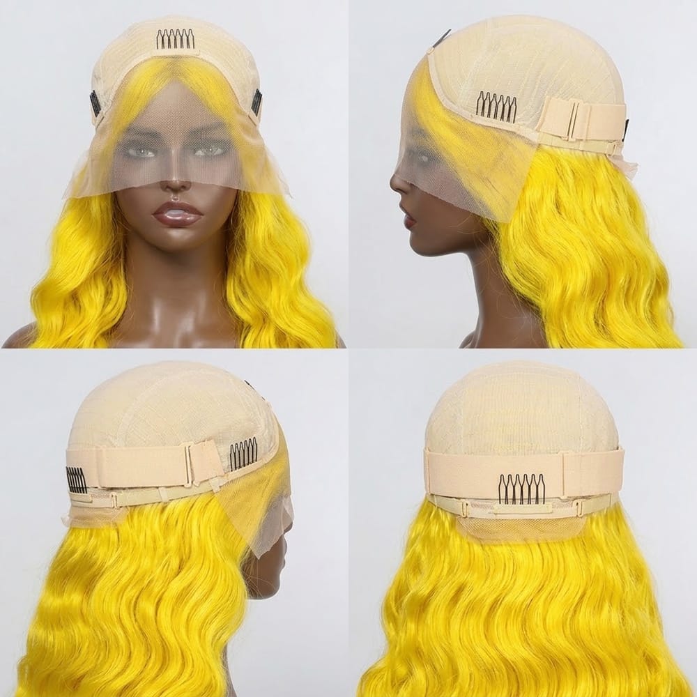 Body Wave HD Lace Super Natural Lace Frontal Human Hair Wigs Yellow LINKTOWIG