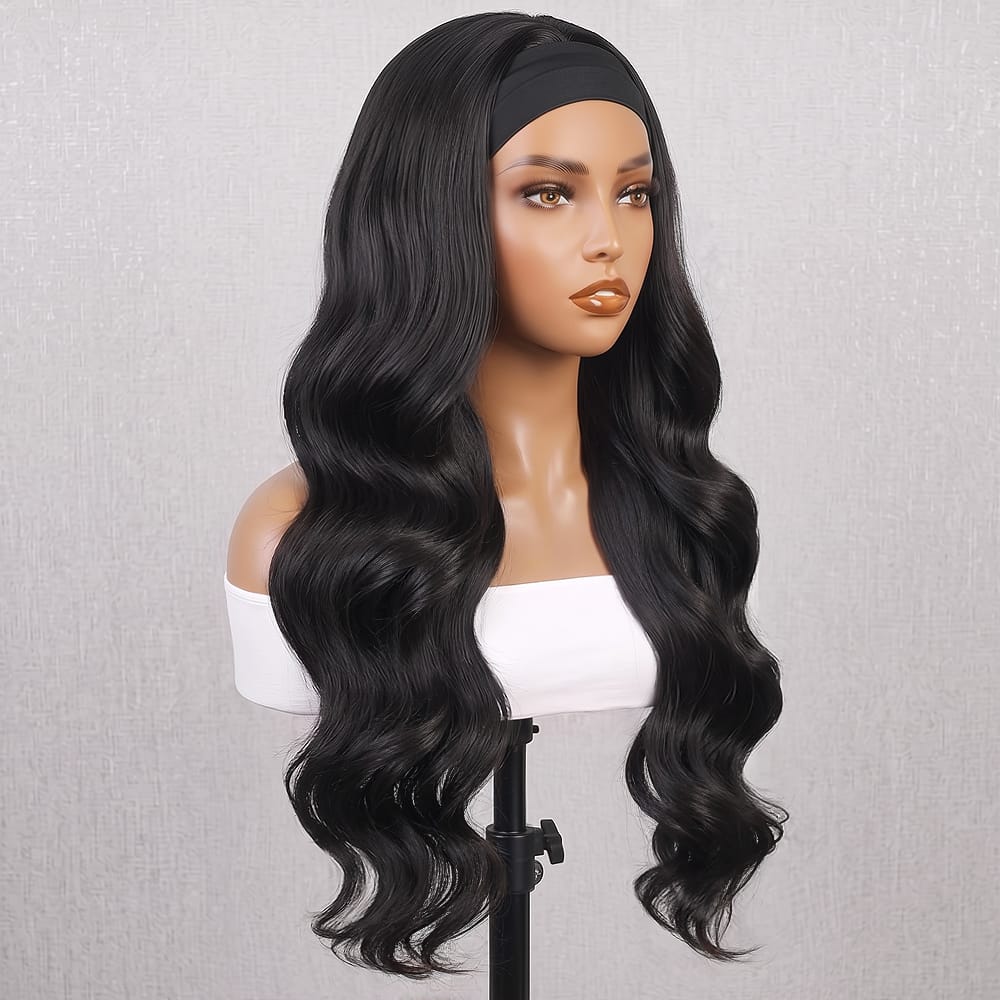 Body Wave Headband Human Hair Wig (Glueless, Ready-to-Wear) Natural Black LINKTOWIG