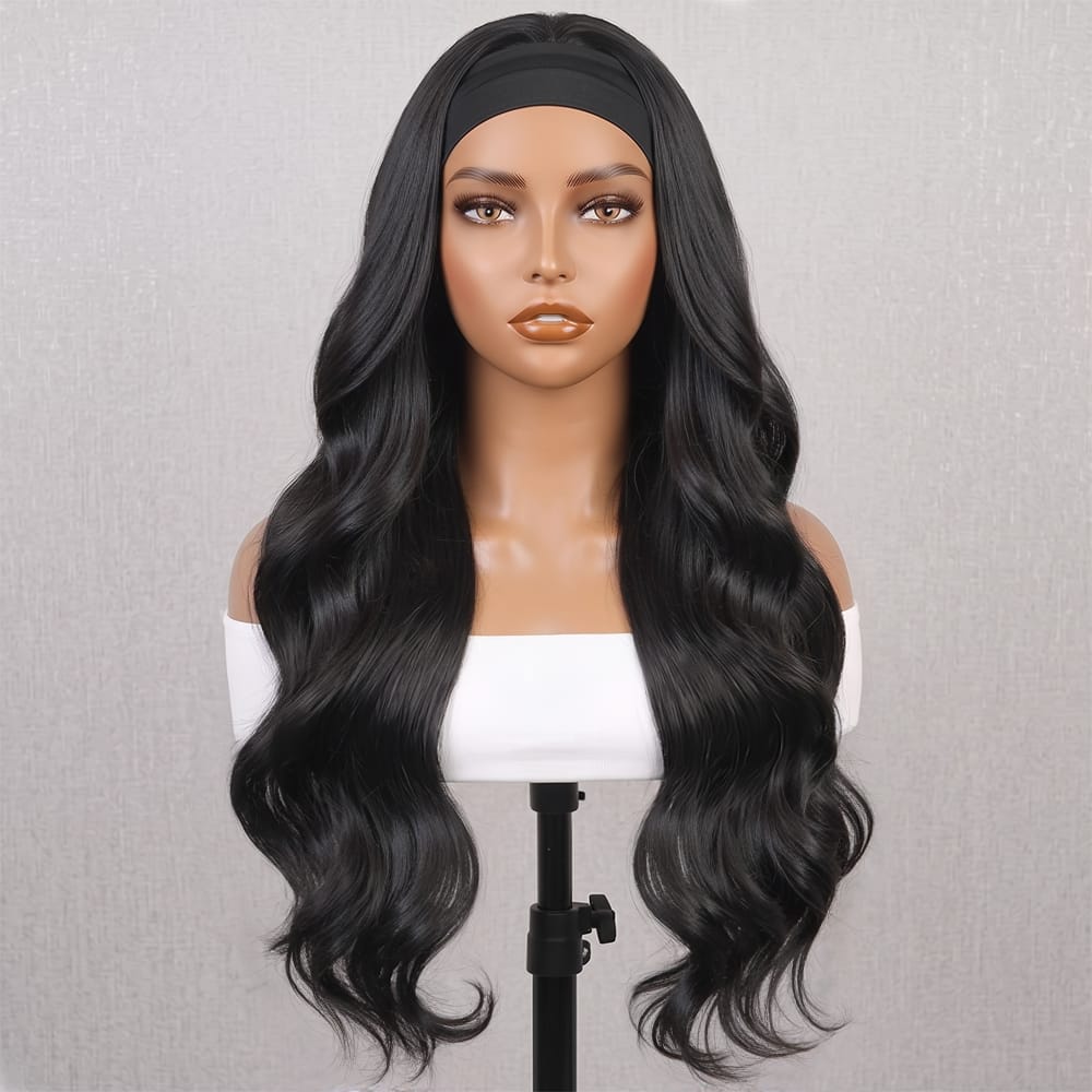 Body Wave Headband Human Hair Wig (Glueless, Ready-to-Wear) Natural Black LINKTOWIG