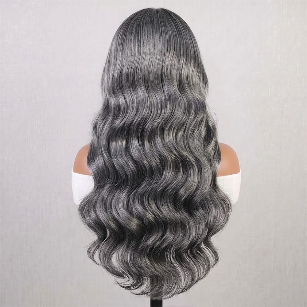 Body Wave Headband Human Hair Wig (Glueless, Ready-to-Wear) Natural Charcoal Grey LINKTOWIG
