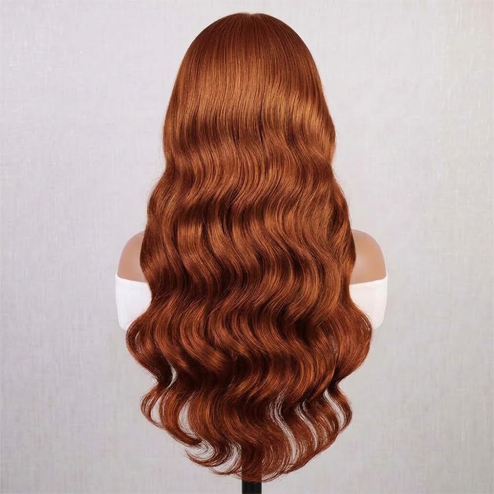 Body Wave Headband Human Hair Wig (Glueless, Ready-to-Wear) Natural Copper Orange LINKTOWIG