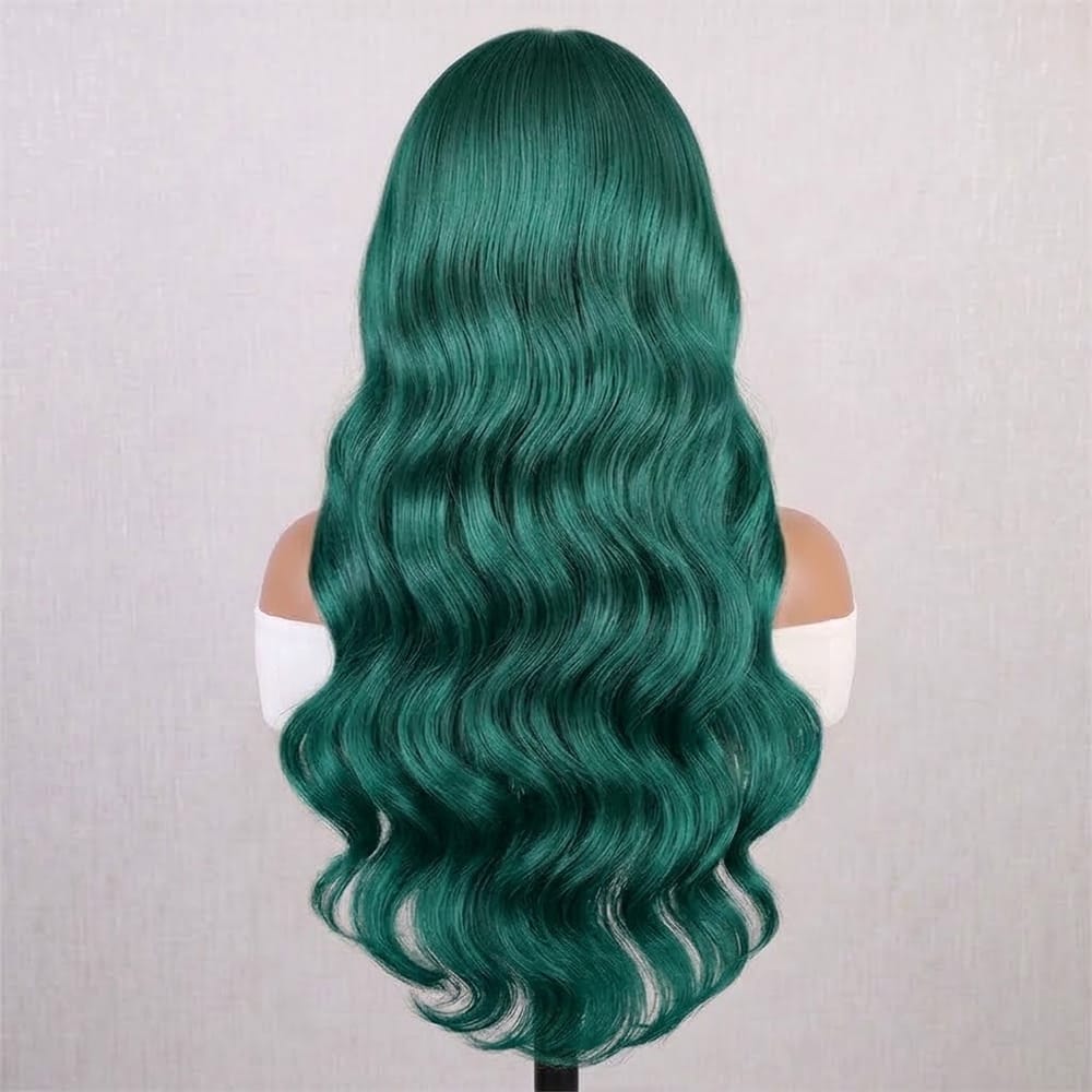 Body Wave Headband Human Hair Wig (Glueless, Ready-to-Wear) Natural Dark Emerald Green LINKTOWIG