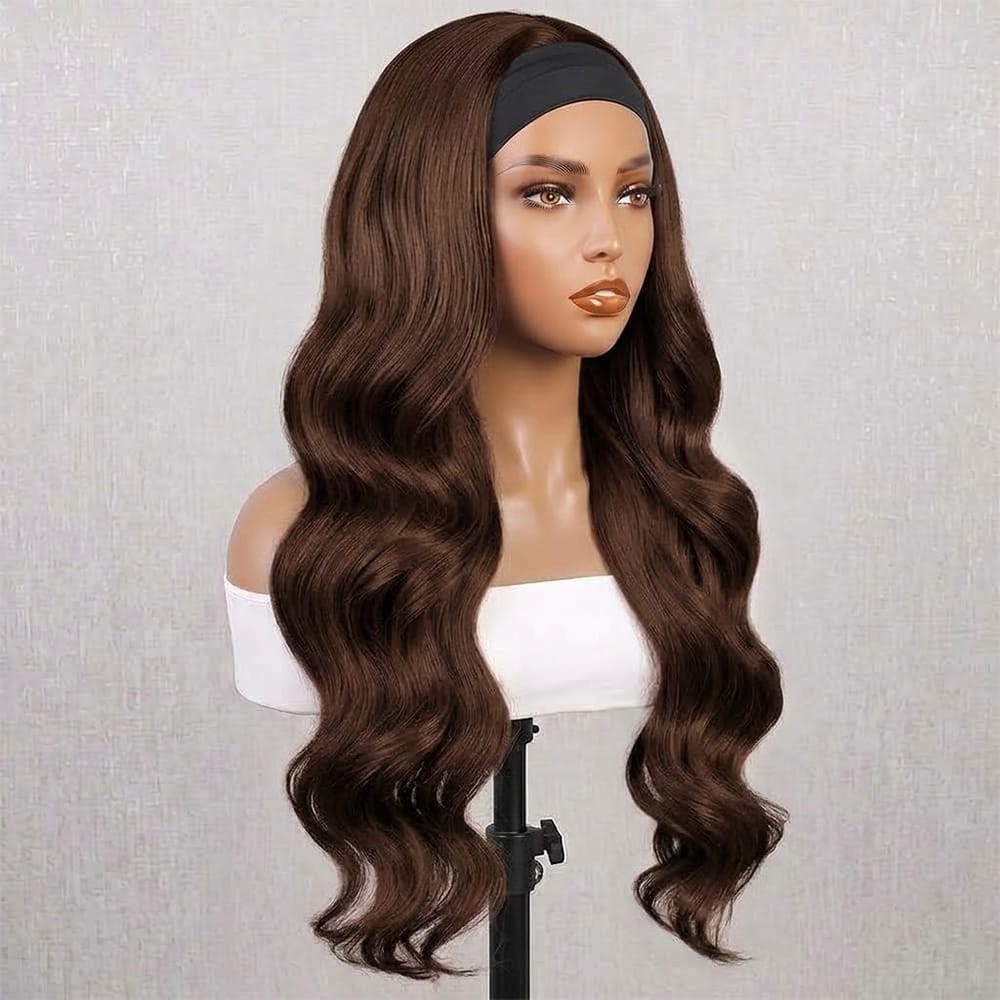 Body Wave Headband Human Hair Wig (Glueless, Ready-to-Wear) Natural Espresso Brown LINKTOWIG