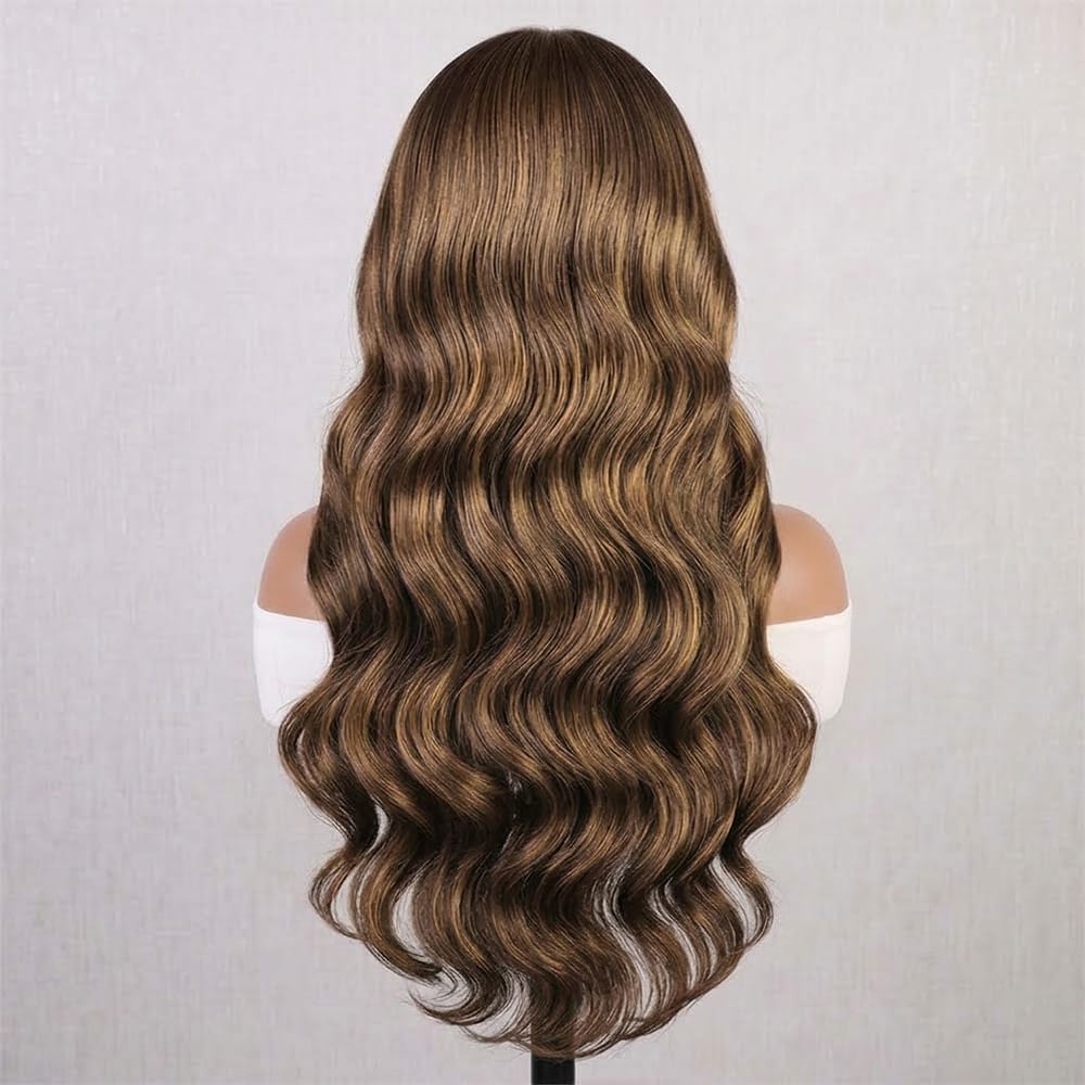 Body Wave Headband Human Hair Wig (Glueless, Ready-to-Wear) Natural Honey Blonde Highlights LINKTOWIG