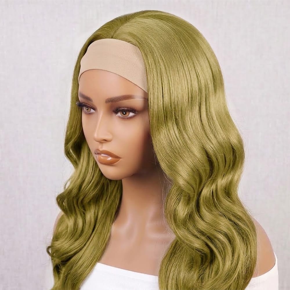 Body Wave Headband Human Hair Wig (Glueless, Ready-to-Wear) Natural Olive Green Blonde LINKTOWIG
