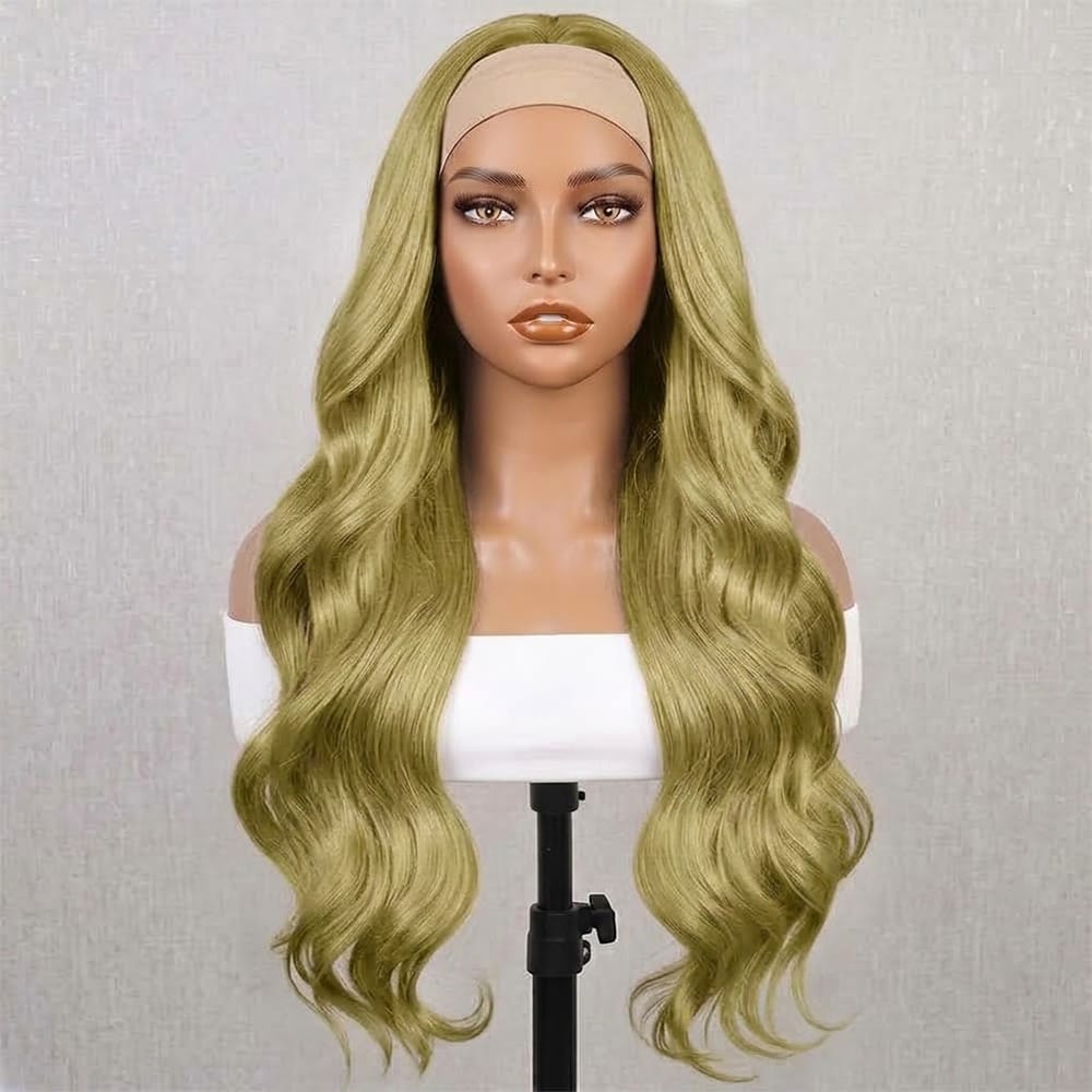 Body Wave Headband Human Hair Wig (Glueless, Ready-to-Wear) Natural Olive Green Blonde LINKTOWIG