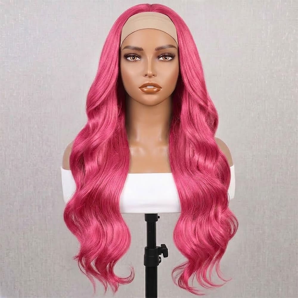 Body Wave Headband Human Hair Wig (Glueless, Ready-to-Wear) Natural pink LINKTOWIG