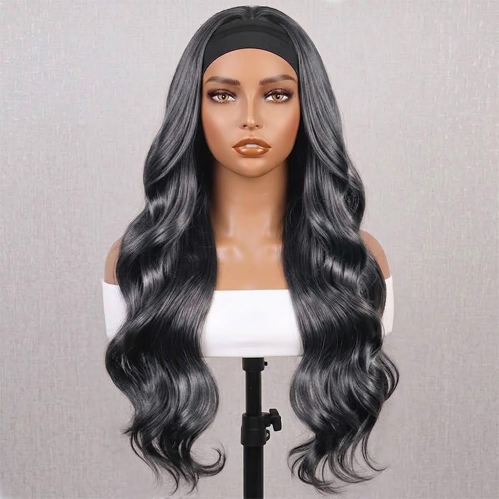 Body Wave Headband Human Hair Wig (Glueless, Ready-to-Wear) Natural Silver Grey LINKTOWIG