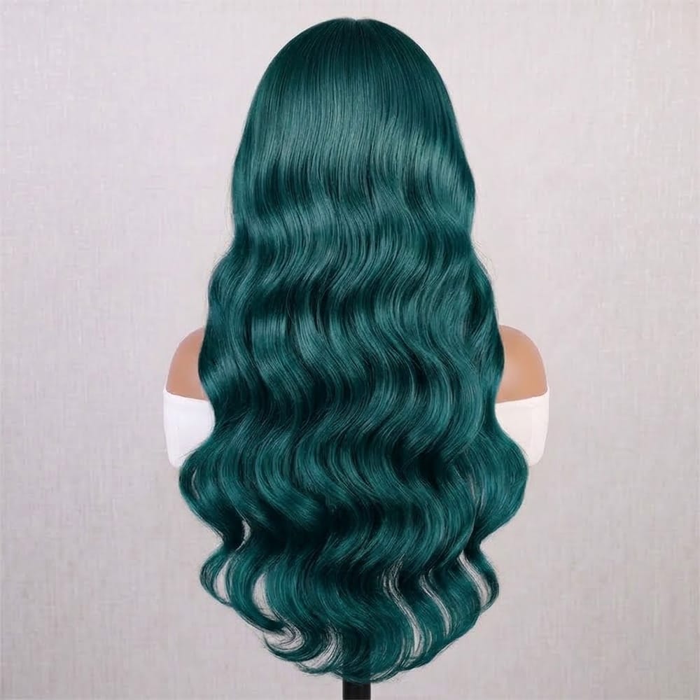Body Wave Headband Human Hair Wig (Glueless, Ready-to-Wear) Natural Teal Green LINKTOWIG