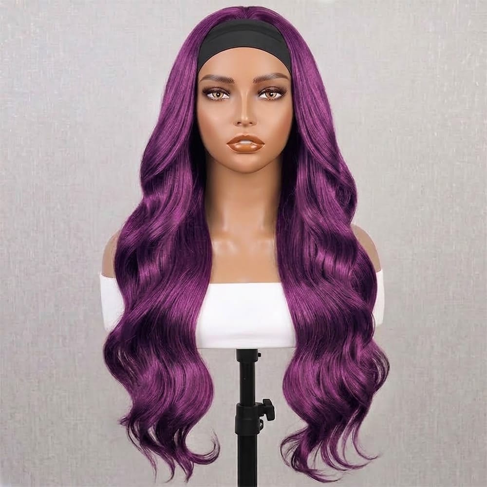 Body Wave Headband Human Hair Wig (Glueless, Ready-to-Wear) Natural Violet Purple LINKTOWIG