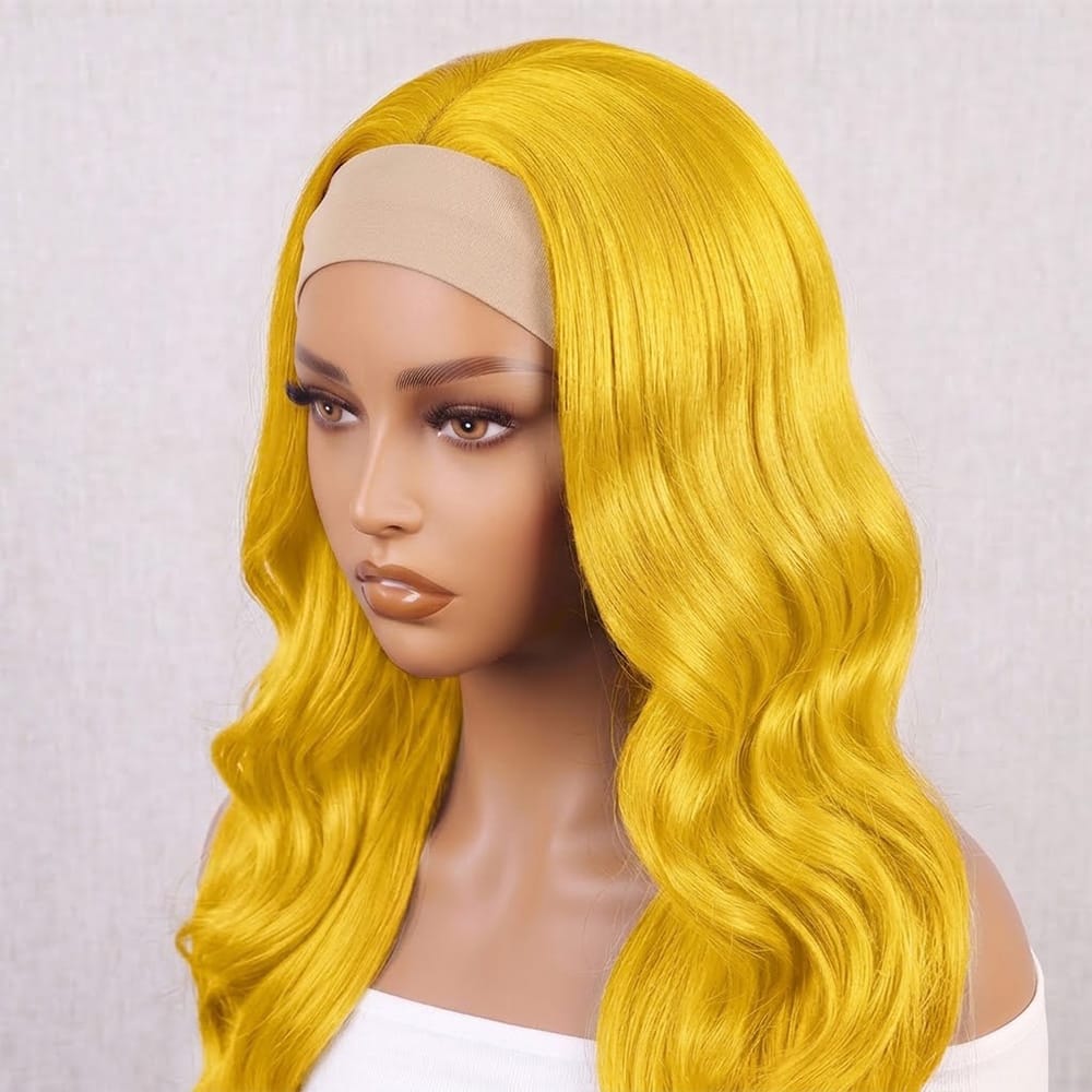 Body Wave Headband Human Hair Wig (Glueless, Ready-to-Wear) Natural Yellow LINKTOWIG