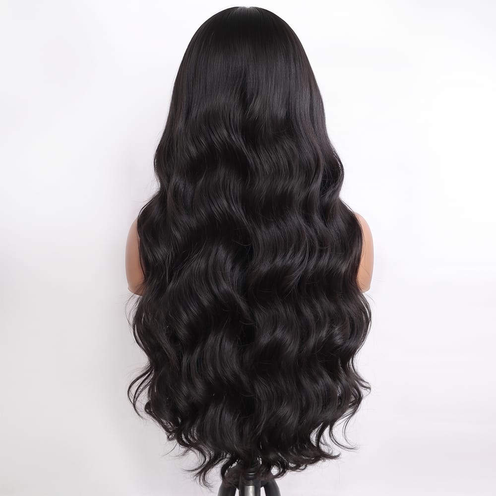 Body Wave Human Hair Wig with Bangs 100% Human Hair Wig – Bangs Style Black LINKTOWIG