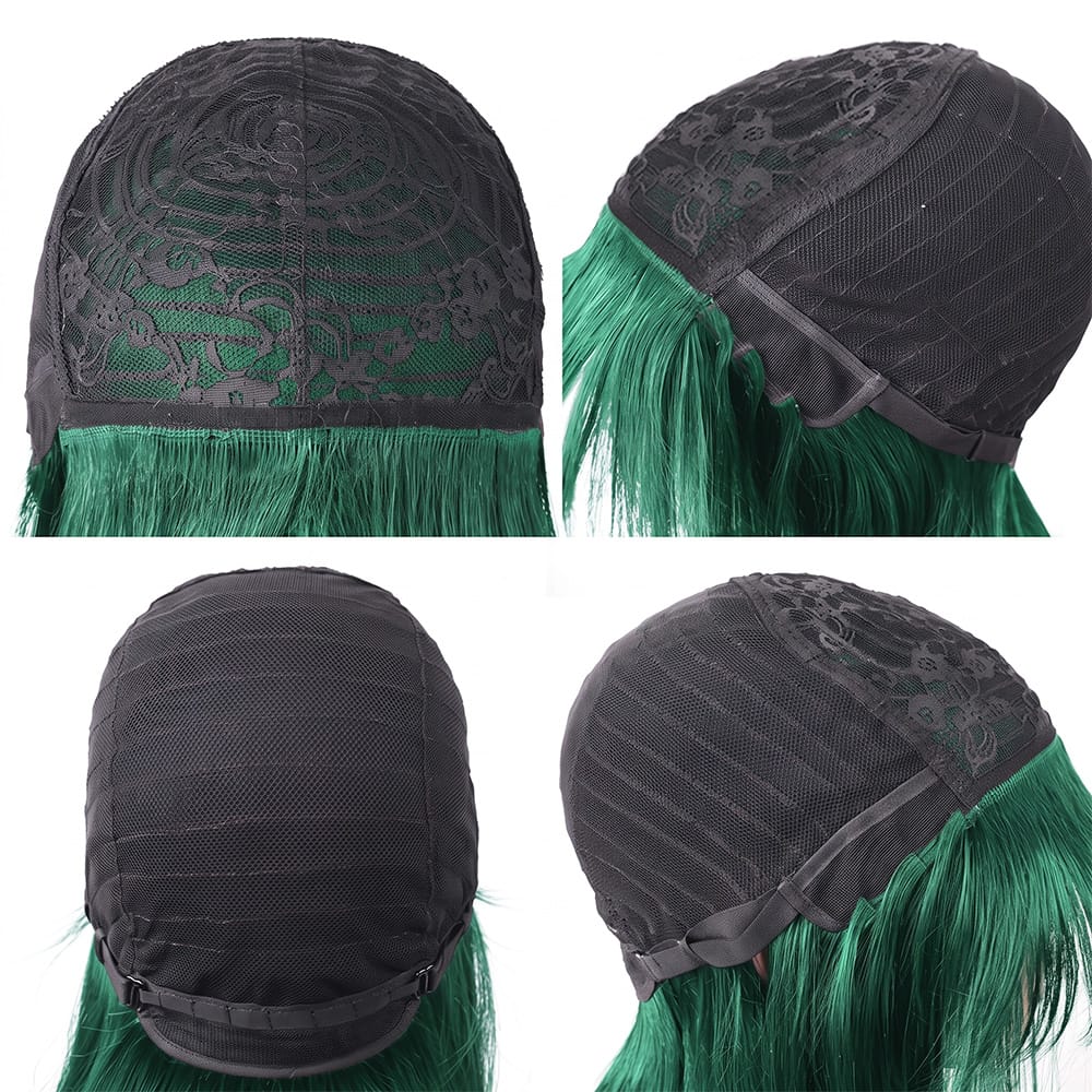 Body Wave Human Hair Wig with Bangs 100% Human Hair Wig – Bangs Style Dark Emerald Green LINKTOWIG