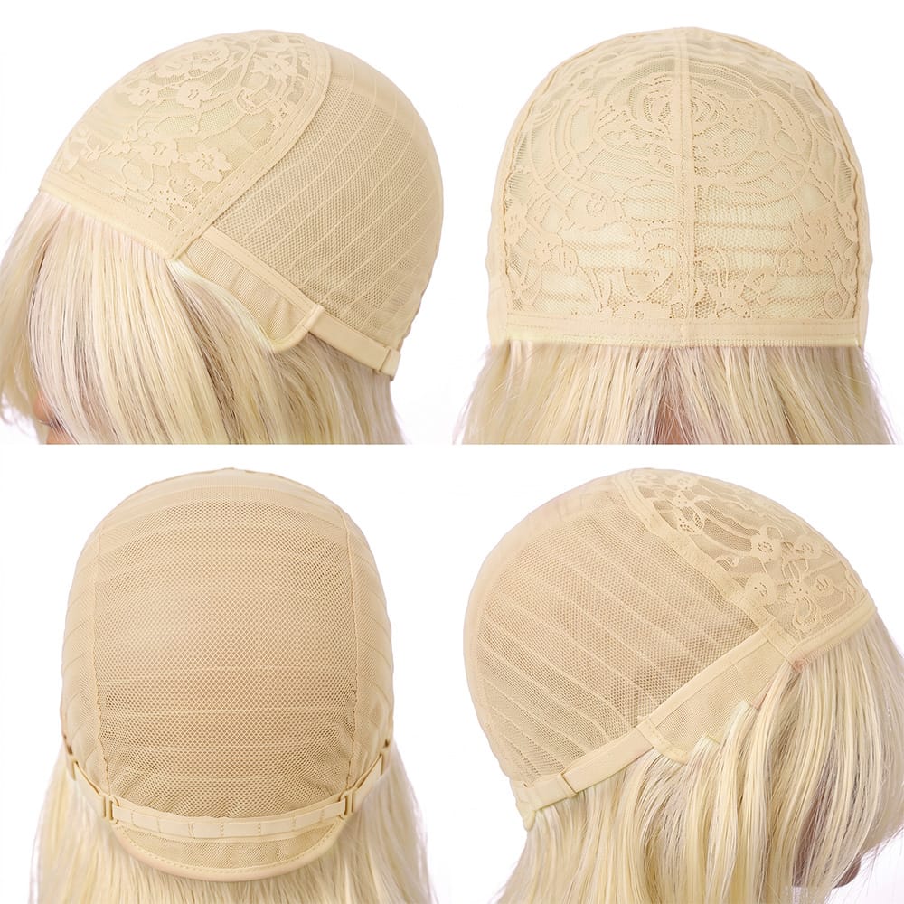 Body Wave Human Hair Wig with Bangs 100% Human Hair Wig – Bangs Style Platinum Blonde LINKTOWIG