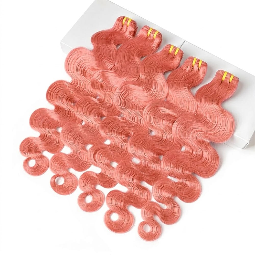 Body Wave Luxury Natural Hair Weft – 100% Virgin Human Hair / Wig Bubblegum Pink LINKTOWIG