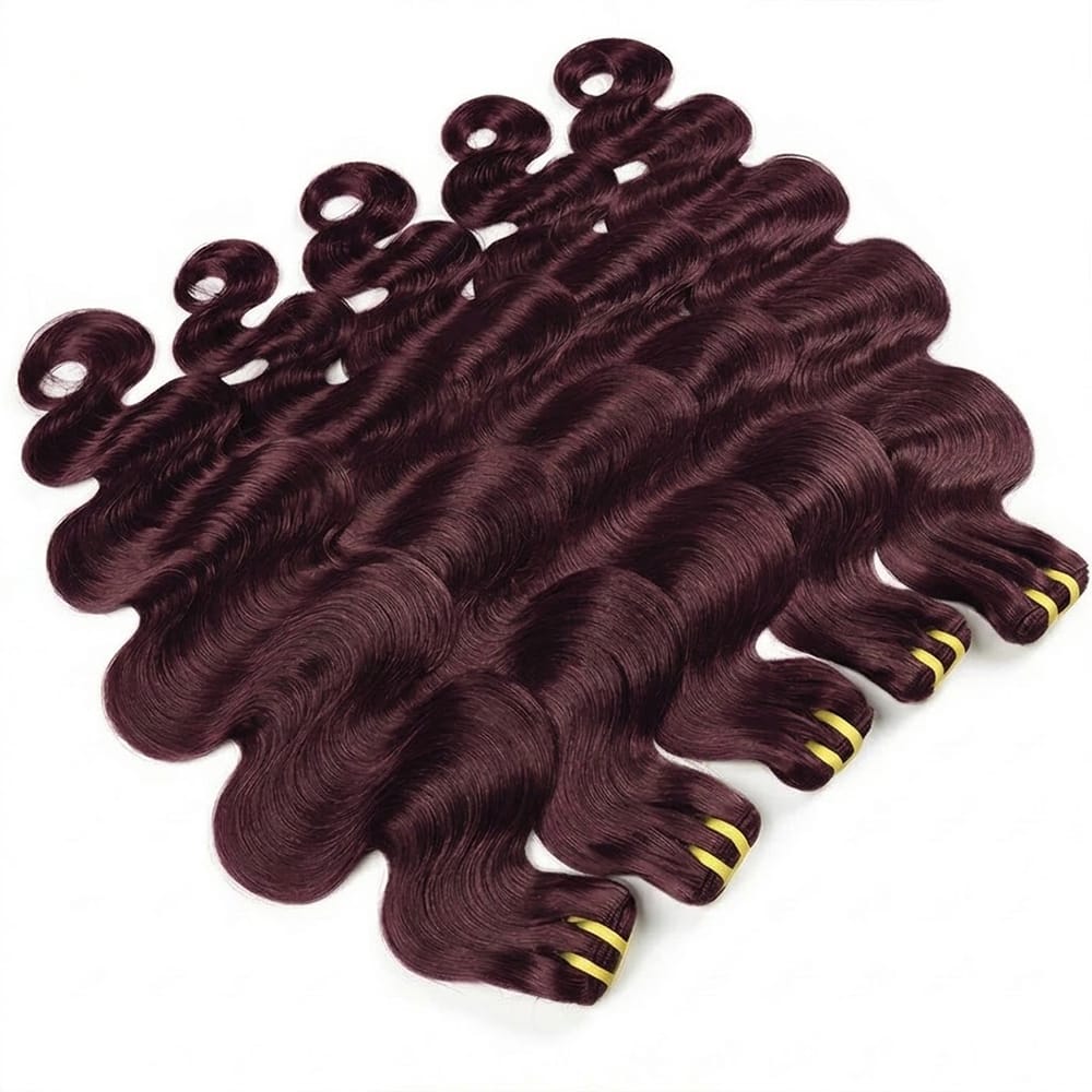 Body Wave Luxury Natural Hair Weft – 100% Virgin Human Hair / Wig Burgundy LINKTOWIG