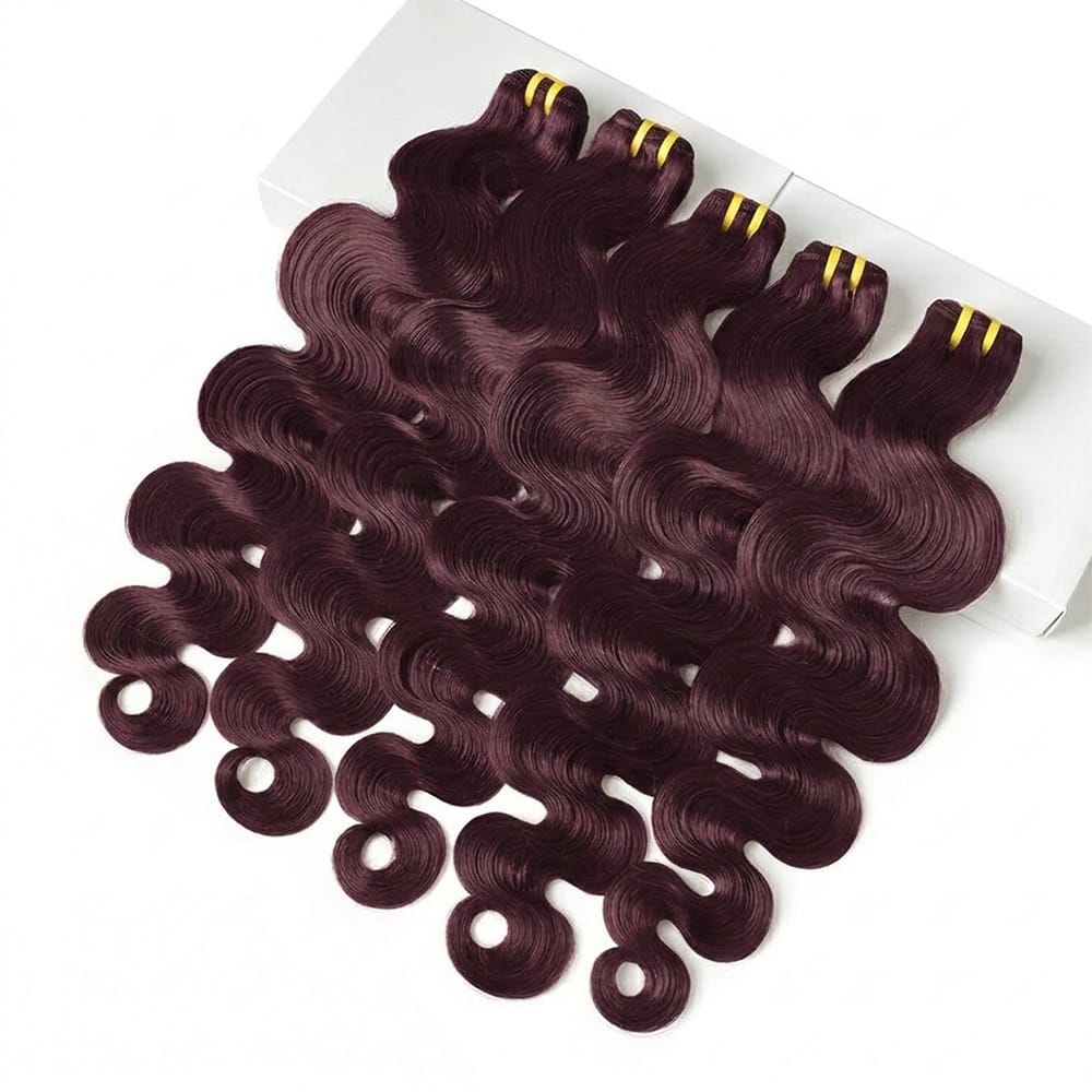 Body Wave Luxury Natural Hair Weft – 100% Virgin Human Hair / Wig Burgundy LINKTOWIG