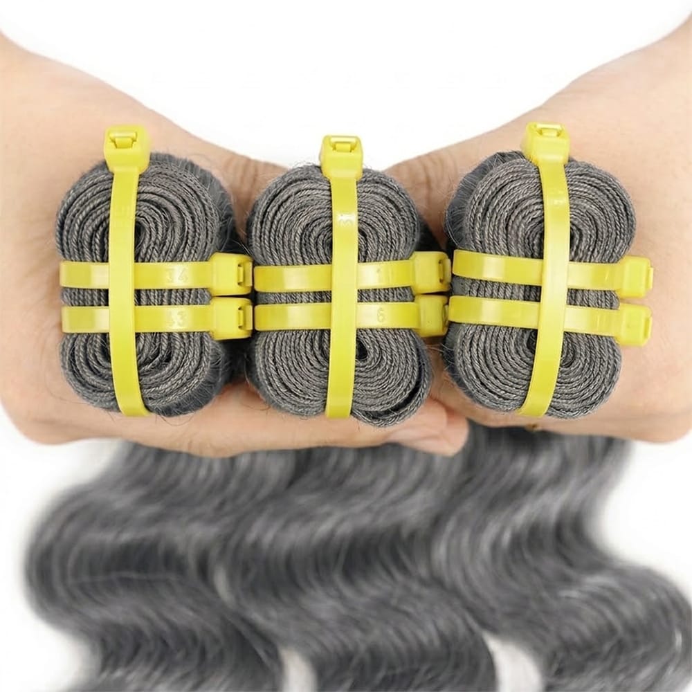 Body Wave Luxury Natural Hair Weft – 100% Virgin Human Hair / Wig Charcoal Grey LINKTOWIG