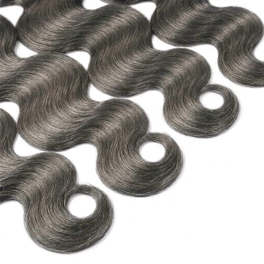 Body Wave Luxury Natural Hair Weft – 100% Virgin Human Hair / Wig Charcoal Grey LINKTOWIG
