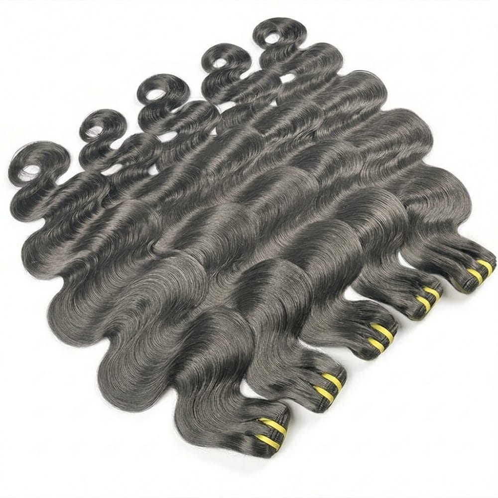 Body Wave Luxury Natural Hair Weft – 100% Virgin Human Hair / Wig Charcoal Grey LINKTOWIG