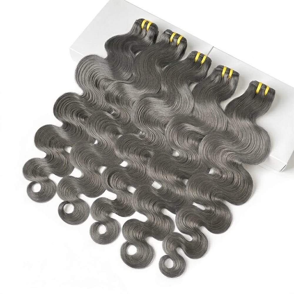 Body Wave Luxury Natural Hair Weft – 100% Virgin Human Hair / Wig Charcoal Grey LINKTOWIG