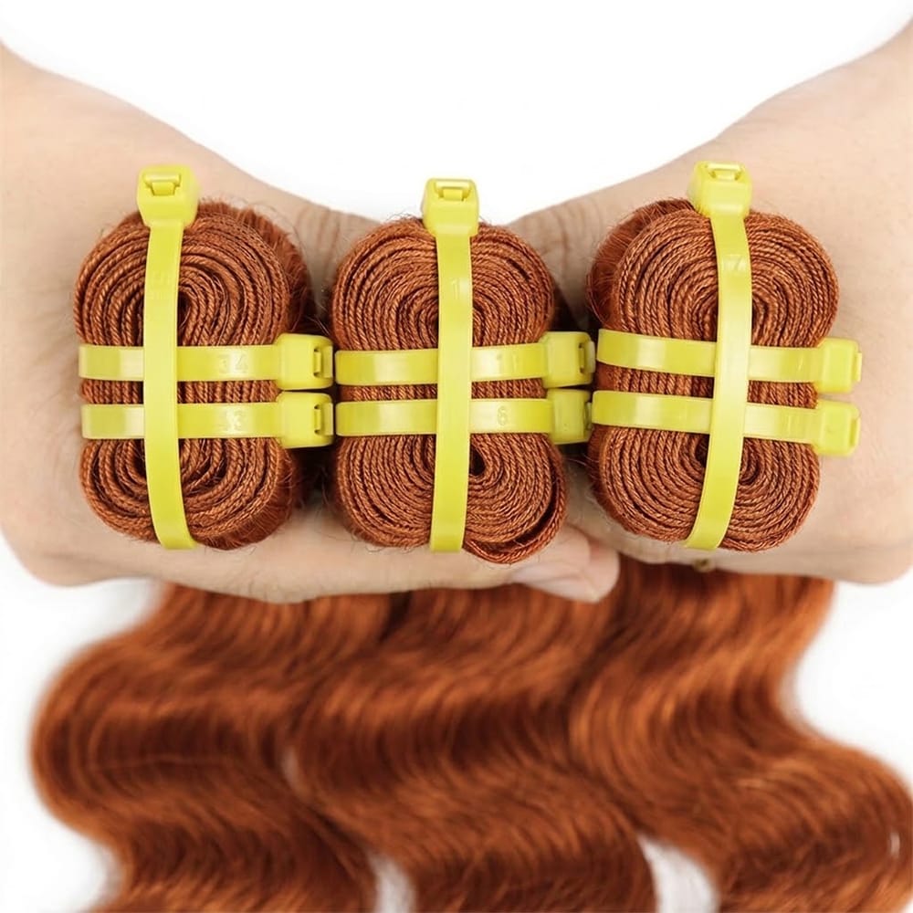 Body Wave Luxury Natural Hair Weft – 100% Virgin Human Hair / Wig Copper Orange LINKTOWIG