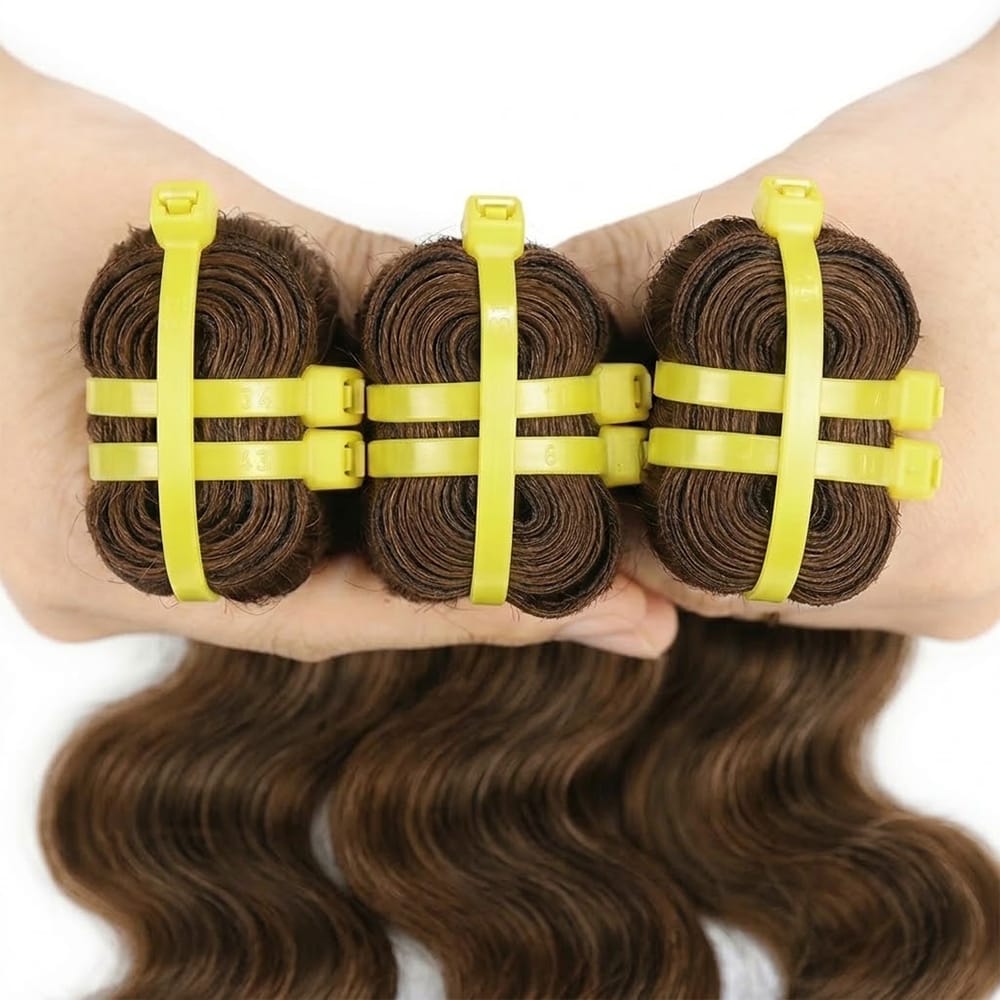 Body Wave Luxury Natural Hair Weft – 100% Virgin Human Hair / Wig Honey Brown LINKTOWIG