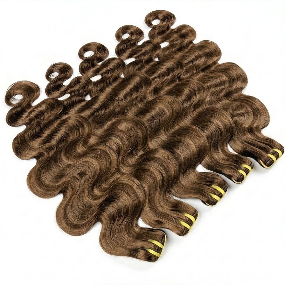 Body Wave Luxury Natural Hair Weft – 100% Virgin Human Hair / Wig Honey Brown LINKTOWIG