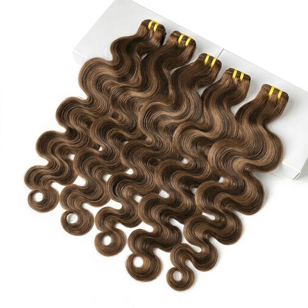 Body Wave Luxury Natural Hair Weft – 100% Virgin Human Hair / Wig Honey Brown LINKTOWIG