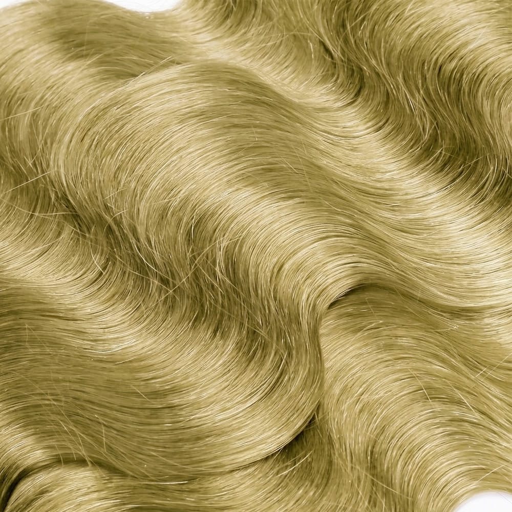 Body Wave Luxury Natural Hair Weft – 100% Virgin Human Hair / Wig Olive Green Blonde LINKTOWIG