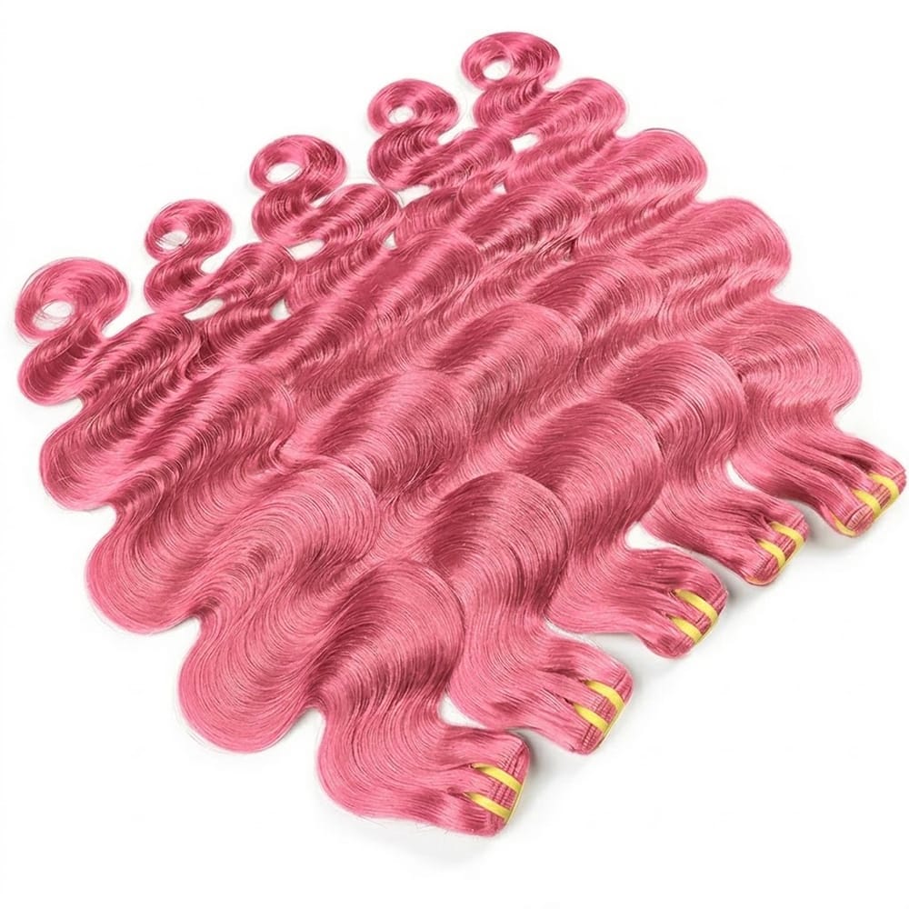 Body Wave Luxury Natural Hair Weft – 100% Virgin Human Hair / Wig pink LINKTOWIG