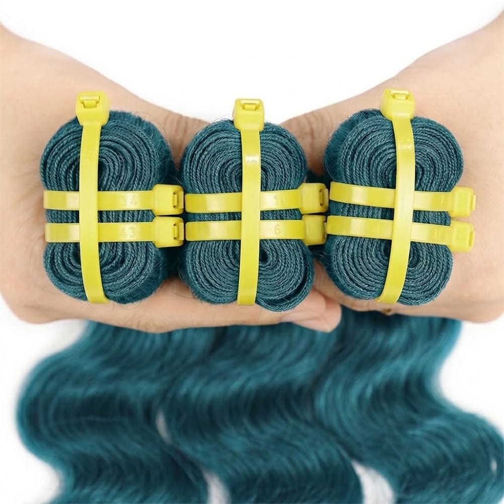 Body Wave Luxury Natural Hair Weft – 100% Virgin Human Hair / Wig Teal Green LINKTOWIG