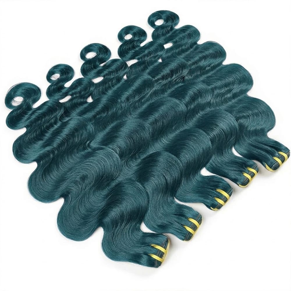 Body Wave Luxury Natural Hair Weft – 100% Virgin Human Hair / Wig Teal Green LINKTOWIG