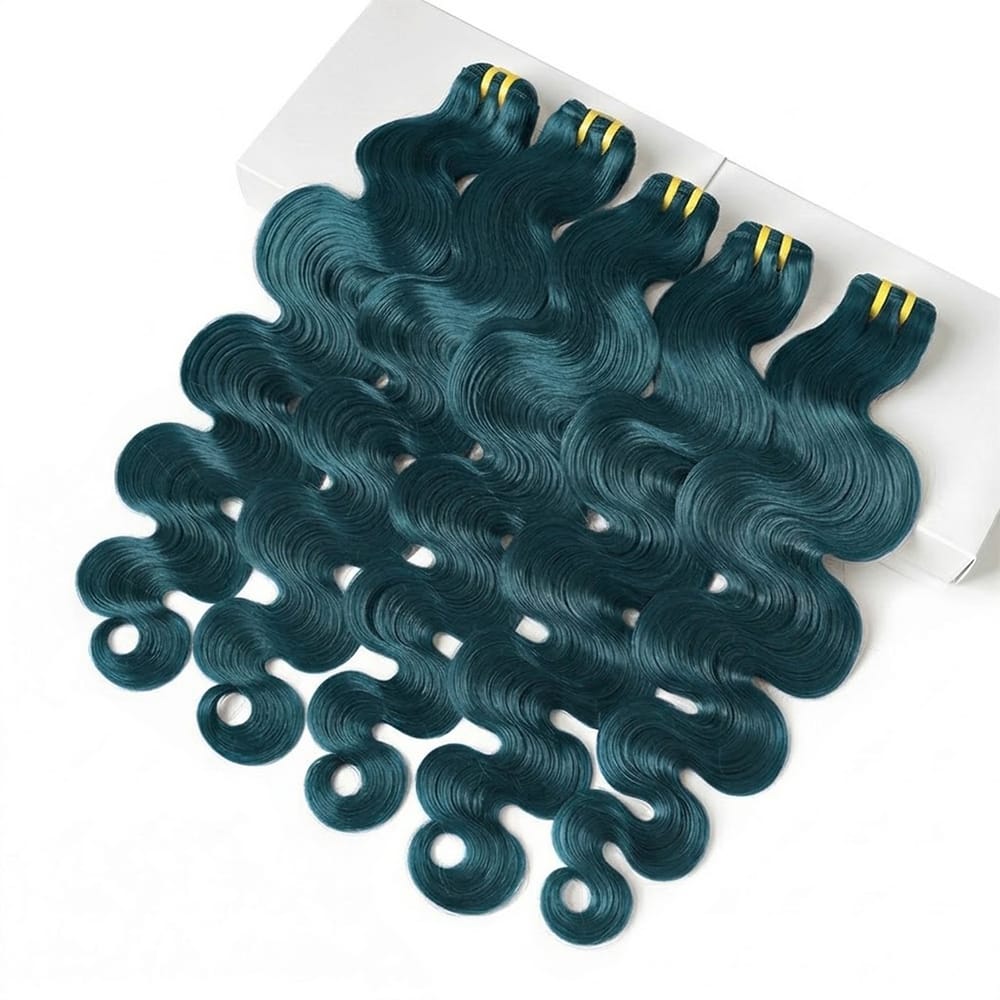 Body Wave Luxury Natural Hair Weft – 100% Virgin Human Hair / Wig Teal Green LINKTOWIG