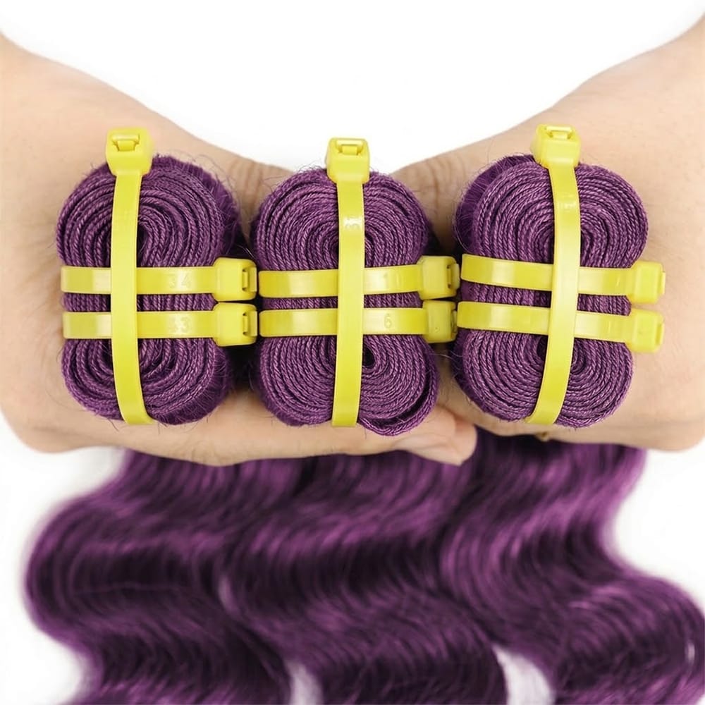 Body Wave Luxury Natural Hair Weft – 100% Virgin Human Hair / Wig Violet Purple LINKTOWIG