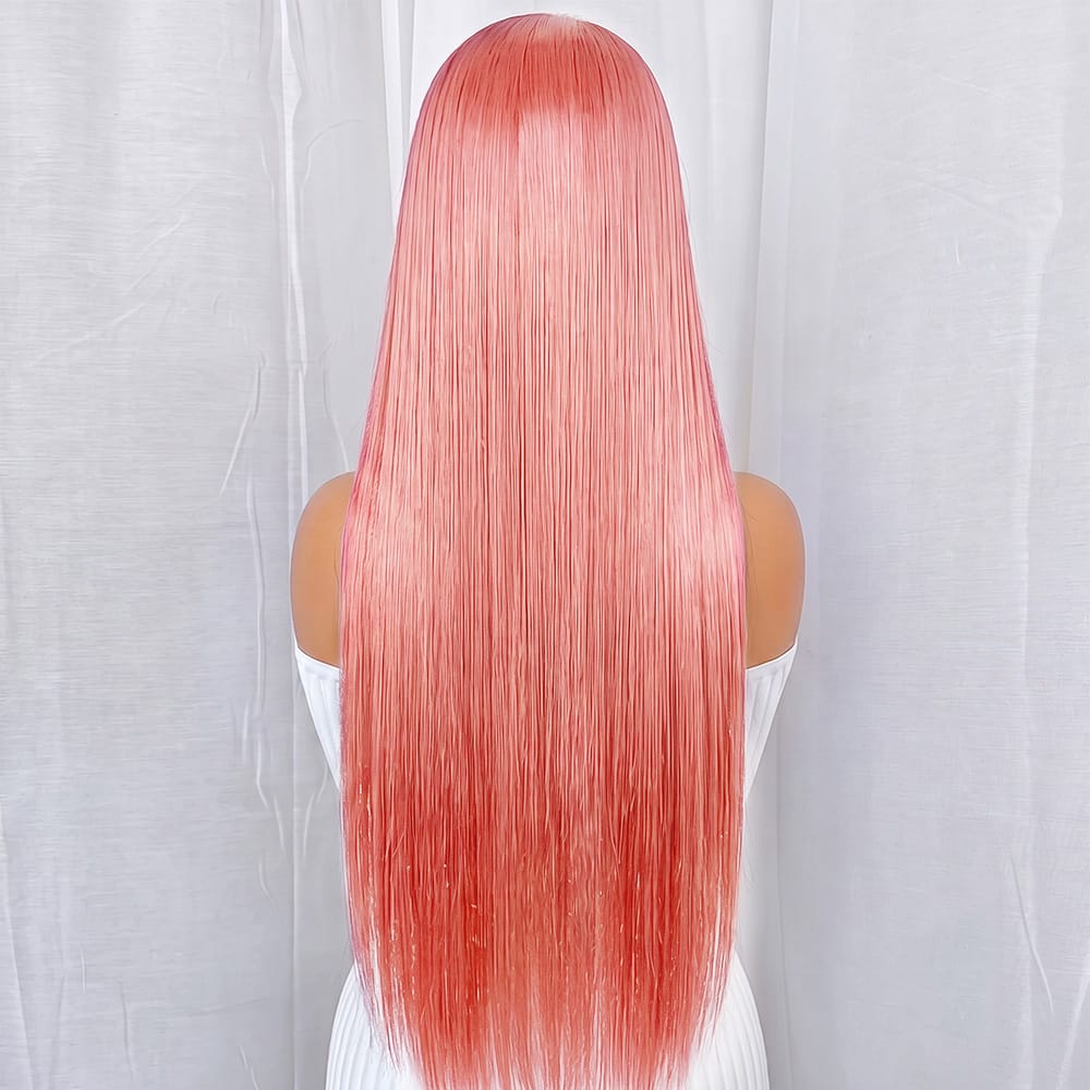 Bone Straight HD Lace Super Natural Lace Frontal Human Hair Wigs Bubblegum Pink LINKTOWIG