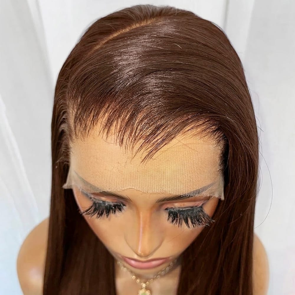 Bone Straight HD Lace Super Natural Lace Frontal Human Hair Wigs Espresso Brown LINKTOWIG