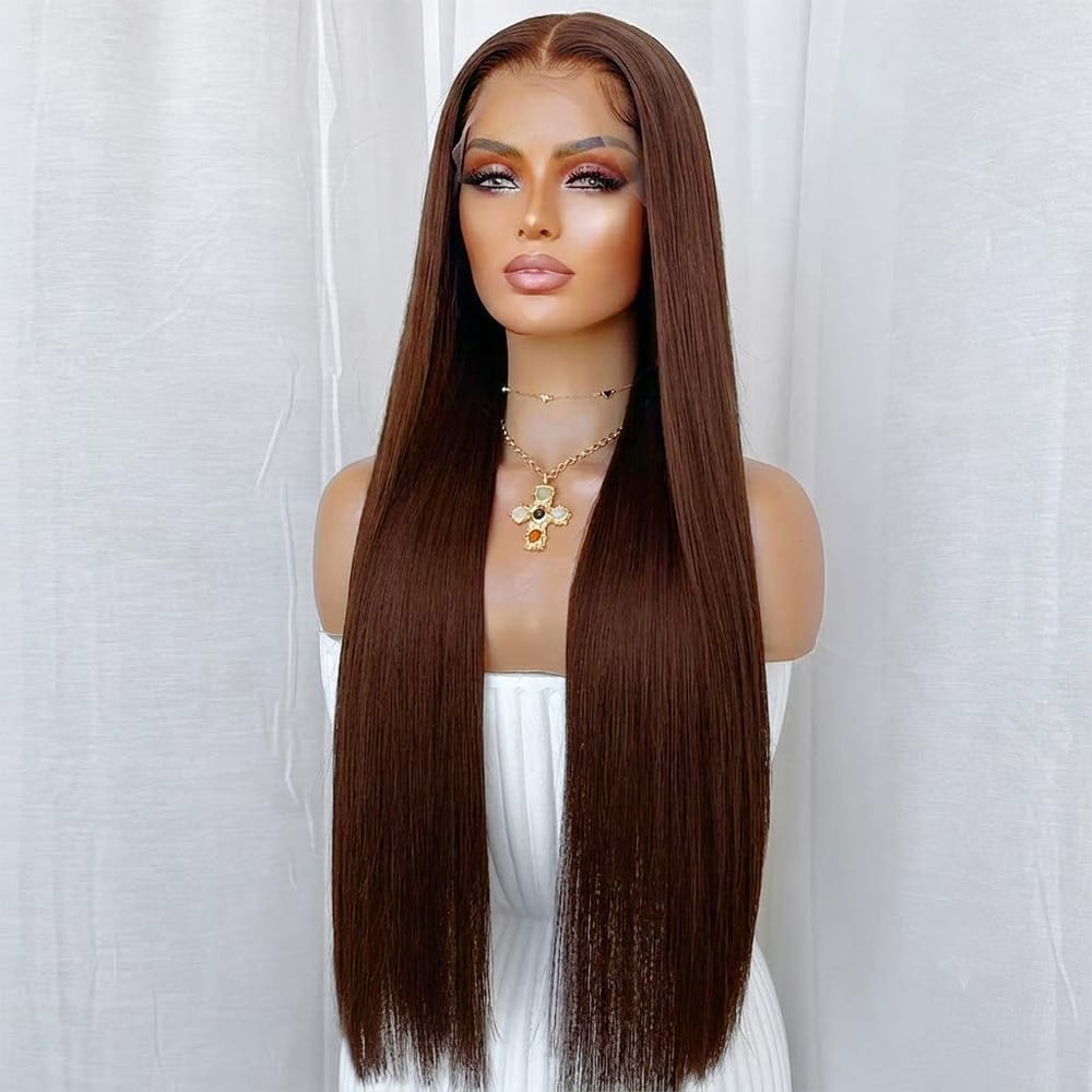 Bone Straight HD Lace Super Natural Lace Frontal Human Hair Wigs Espresso Brown LINKTOWIG